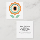 Retro Boho Oranje zwarte ventilatorcirkel Vierkante Visitekaartje (Voorkant / Achterkant)