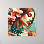 Retro Boho Orchide Dame Canvas Print (Voorkant)