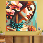 Retro Boho Orchide Dame Canvas Print (Insitu (Woonkamer))