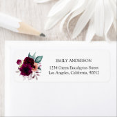 Retro Boho Paarse Bloemen Retouradres Label (Insitu)