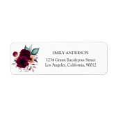 Retro Boho Paarse Bloemen Retouradres Label (Voorkant)