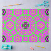 Retro Boho Paarse & limoengroen Bloemen Decoupage Tissuepapier (Craft)