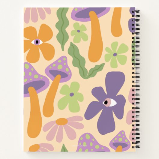 Retro Boho Paddenstoel Patroon Notitieboek (Achterkant)