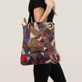 Retro Boho Patchwork Crazy Quilt Kleurrijk Tote Bag (Dichtbij)