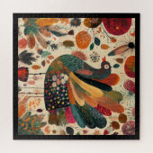 Retro Boho Patchwork Herfst Kalkoen Legpuzzel (Horizontaal)