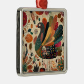 Retro Boho Patchwork Herfst Kalkoen Metalen Ornament (Rechts)
