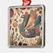 Retro Boho Patchwork Herfst Kalkoen Metalen Ornament (Links)