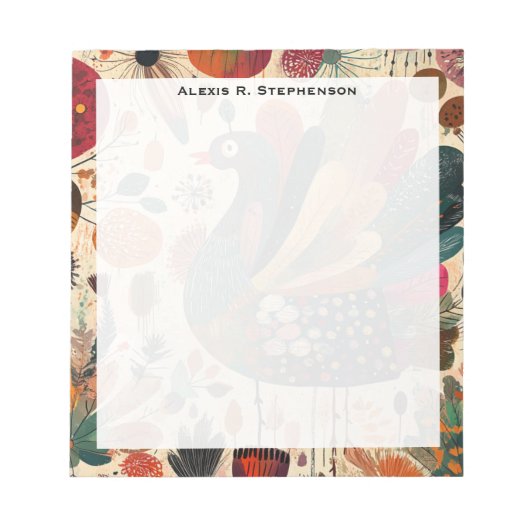 Retro Boho Patchwork Herfst Kalkoen Notitieblok (Voorkant)