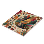 Retro Boho Patchwork Herfst Kalkoen Tegeltje (Zijkant)