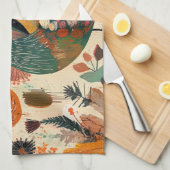 Retro Boho Patchwork Herfst Kalkoen Theedoek (Quarter Fold)
