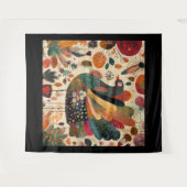 Retro Boho Patchwork Herfst Kalkoen Wandkleed (Voorkant (horizontaal))