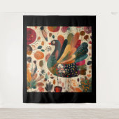 Retro Boho Patchwork Herfst Kalkoen Wandkleed (Voorkant)