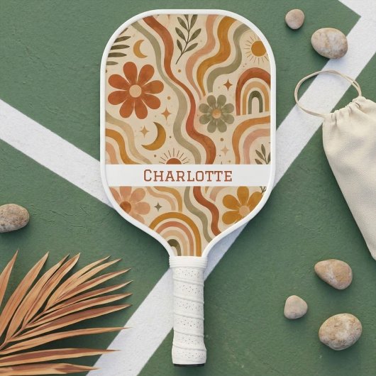 Retro Boho Patroon Aangepaste Naam Pickleball Paddle
