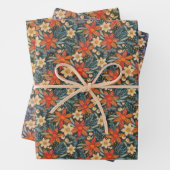 Retro boho pattern of poinsettia for Christmas  Inpakpapier Vel (In situ)