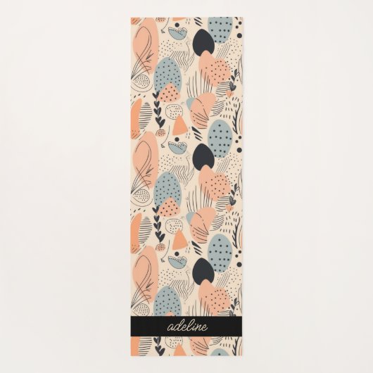 Retro Boho Perzik Blauw Abstracte Vormen Gepersona Yogamat (Achterkant)