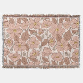 Retro Boho Pink Botanical Illustrated Floral  Deken (Voorkant)