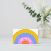 Retro Boho Pink Gold Blue Rainbow Visitekaartje (Staand voorkant)