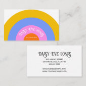 Retro Boho Pink Gold Blue Rainbow Visitekaartje (Voorkant / Achterkant)