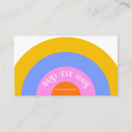Retro Boho Pink Gold Blue Rainbow Visitekaartje