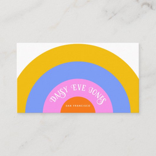 Retro Boho Pink Gold Blue Rainbow Visitekaartje (Voorkant)
