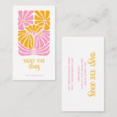 Retro Boho Pink Gold Oranje Floral Visitekaartje (Voorkant / Achterkant)