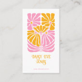 Retro Boho Pink Gold Oranje Floral Visitekaartje (Voorkant)