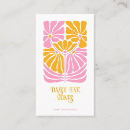 Retro Boho Pink Gold Oranje Floral Visitekaartje