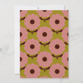 Retro Boho Pink Green Flower Groovy 50th Birthday Kaart (Achterkant)