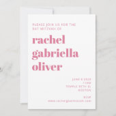 Retro Boho Pink Green Flower Groovy Bat Mitzvah Kaart (Voorkant)