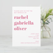 Retro Boho Pink Green Flower Groovy Bat Mitzvah Kaart (Staand voorkant)