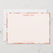 Retro Boho Pink Orange Floral Cute Baby Shower Bedankkaart (Voorkant)