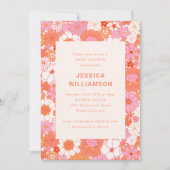 Retro Boho Pink Oranje Floral Cute Baby shower Kaart (Voorkant)