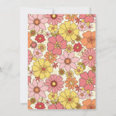 Retro Boho Pink Yellow Floral Cute Birthday Party Kaart (Achterkant)