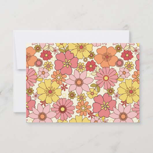 Retro Boho Pink Yellow Floral Groovy Vrijgezellenf Bedankkaart (Achterkant)