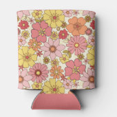 Retro Boho Pink Yellow Floral Vrijgezellenfeest Aa Blikjeskoeler (Achterkant)