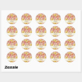 Retro Boho Pink Yellow Floral Vrijgezellenfeest Aa Ronde Sticker (Vel)