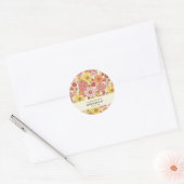 Retro Boho Pink Yellow Floral Vrijgezellenfeest Aa Ronde Sticker (Envelop)