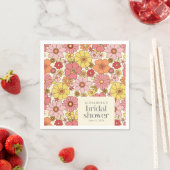 Retro Boho Pink Yellow Floral Vrijgezellenfeest Aa Servet (Insitu)