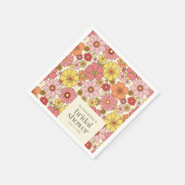Retro Boho Pink Yellow Floral Vrijgezellenfeest Aa Servet