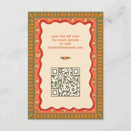 Retro Boho Plezier Handgemaakte Aangepaste Bruidsd Informatiekaartje (Voorkant)