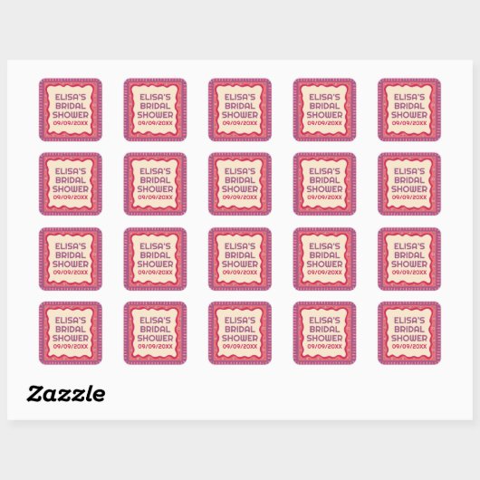 Retro Boho Plezier Handgemaakte Aangepaste Bruidsd Vierkante Sticker (Vel)