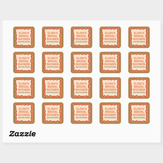 Retro Boho Plezier Handgemaakte Aangepaste Bruidsd Vierkante Sticker (Vel)