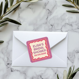 Retro Boho Plezier Handgemaakte BRUIDSSCHOUW OP MA Vierkante Sticker