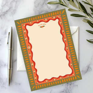 Retro Boho Plezier Handgemaakte BRUIDSSUITE OP MAA Bedankkaart