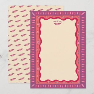 Retro Boho Plezier Handgemaakte BRUIDSSUITE OP MAA Bedankkaart
