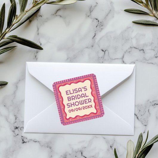 Retro Boho Plezier Handgemaakte BRUIDSSUITE OP MAA Vierkante Sticker