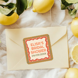 Retro Boho Plezier Handgemaakte UITGEREKTE Bruidsd Vierkante Sticker