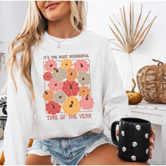 Retro Boho Pompoenen met Herfst Quote Trui