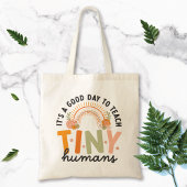 Retro Boho Preschool Leraar Quote Tote Bag