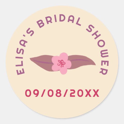 Retro Boho Pret Fun Bloemstuk Aangepaste Bruidsdou Ronde Sticker (Voorkant)